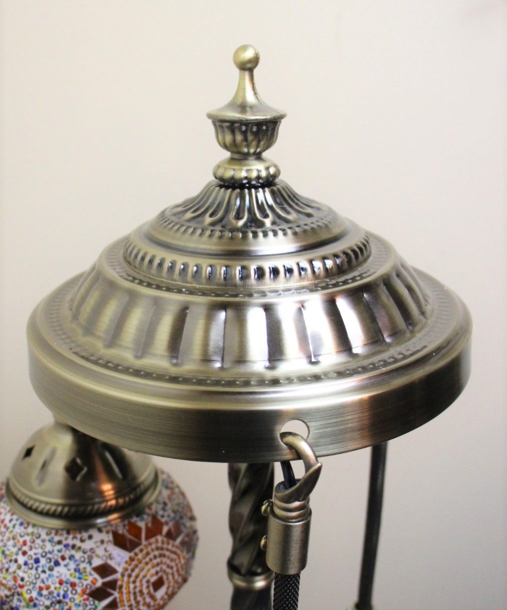 Turkish Mosaic Floor Lamp 3 globe Amber Star 7