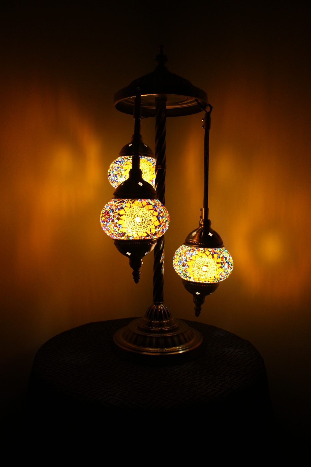 Turkish Mosaic Floor Lamp 3 globe Amber Star