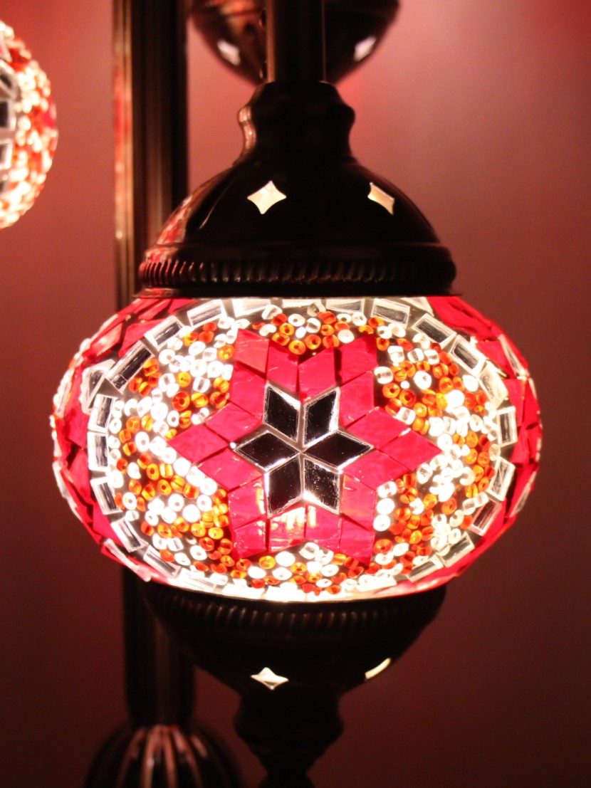 Turkish Mosaic Floor Lamp 3 globe Red 30