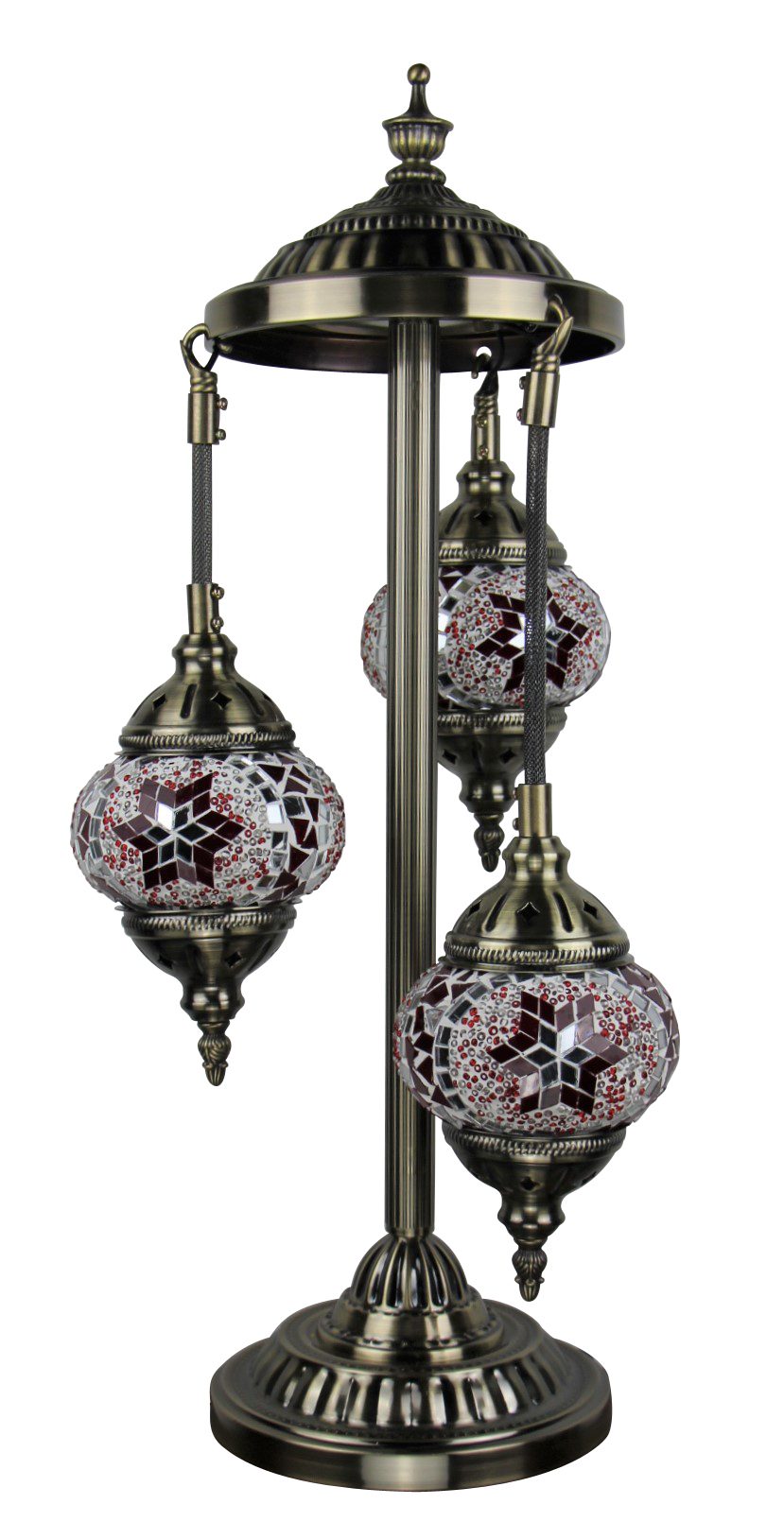 Turkish Mosaic Floor Lamp 3 globe Red 40