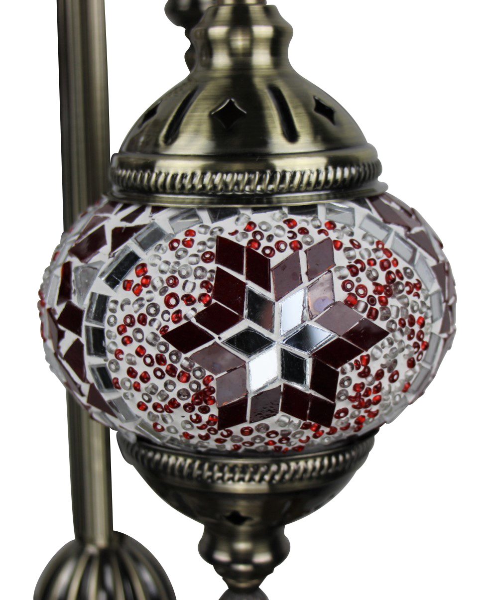 Turkish Mosaic Floor Lamp 3 globe Red 50