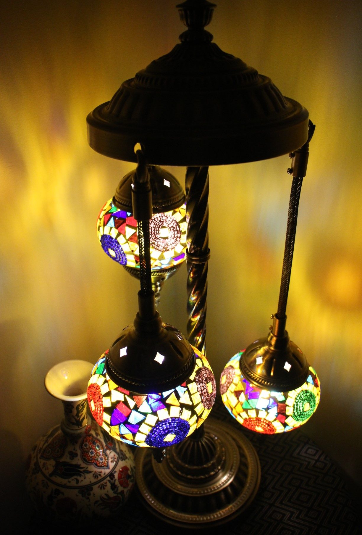 Turkish Mosaic Floor Lamp 3 globe Sun Beam 1