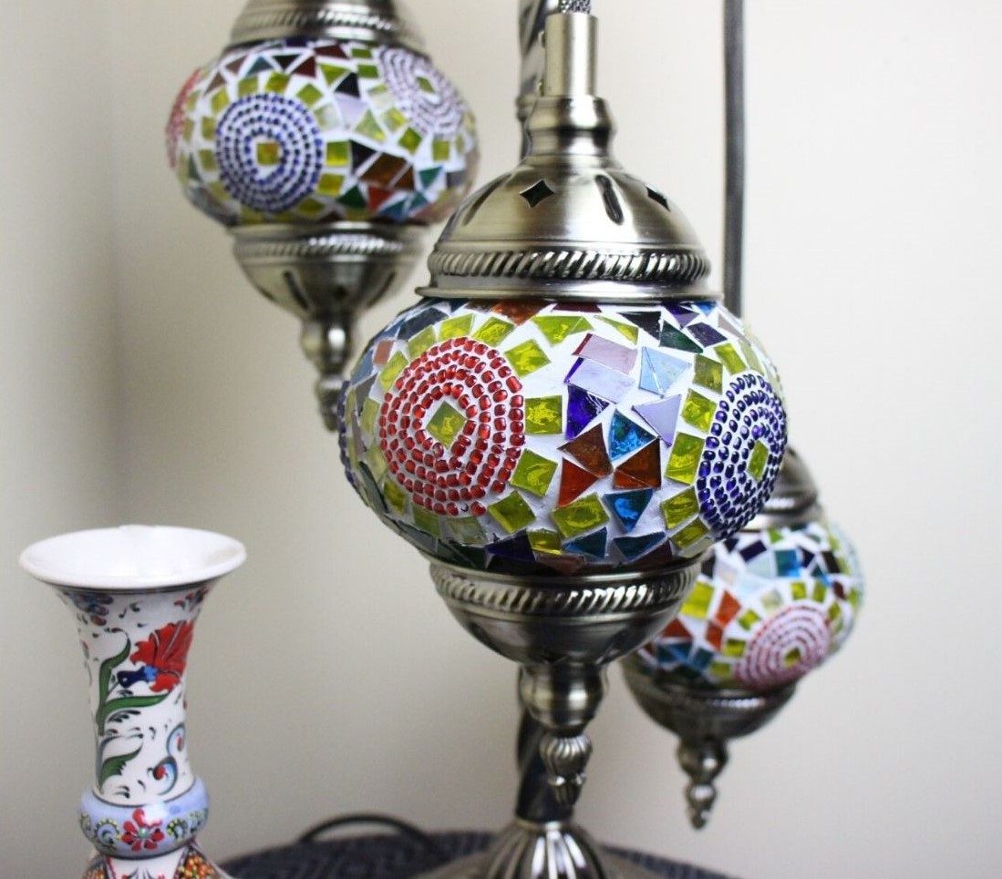 Turkish Mosaic Floor Lamp 3 globe Sun Beam 4