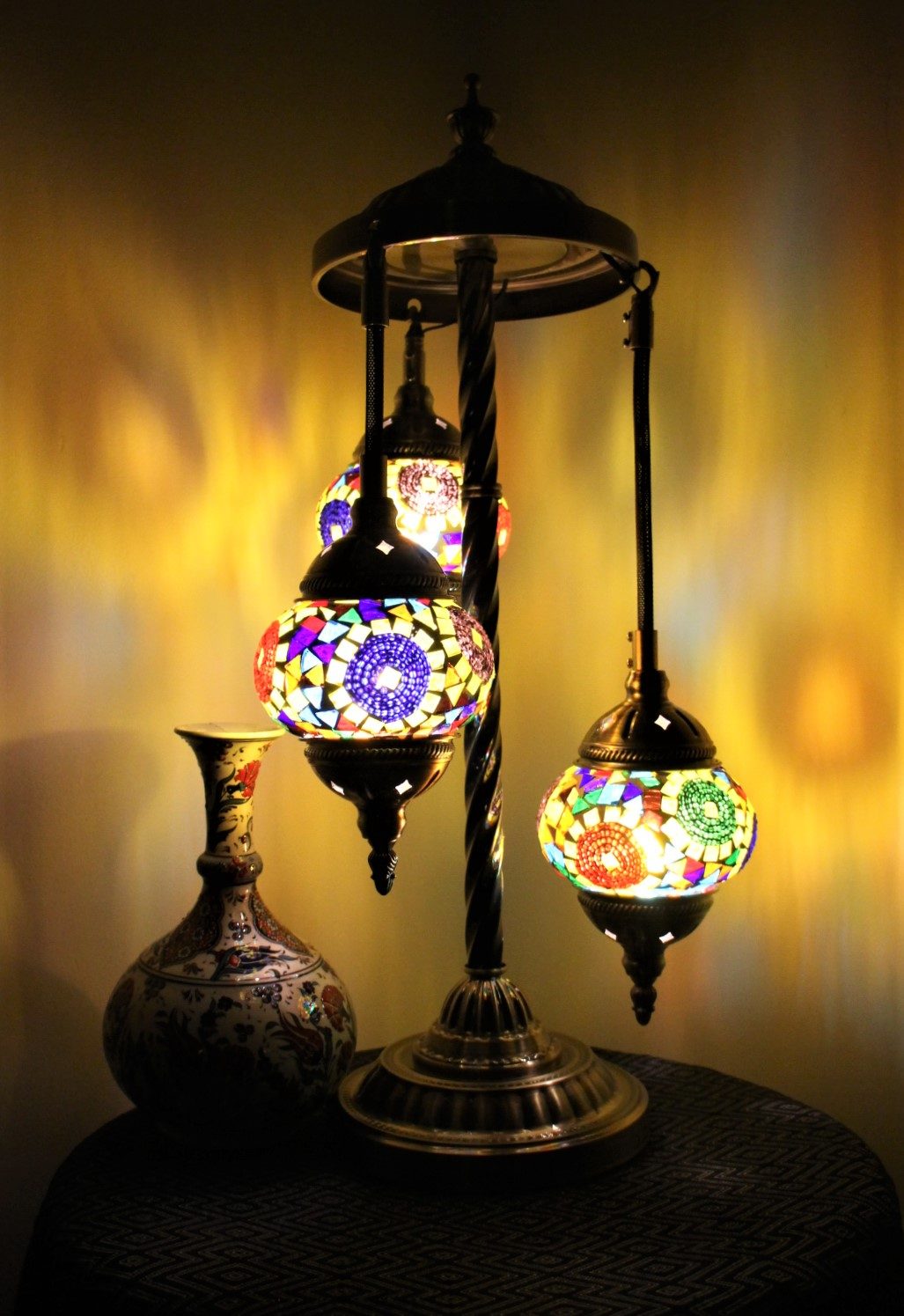 Turkish Mosaic Floor Lamp 3 globe Sun Beam