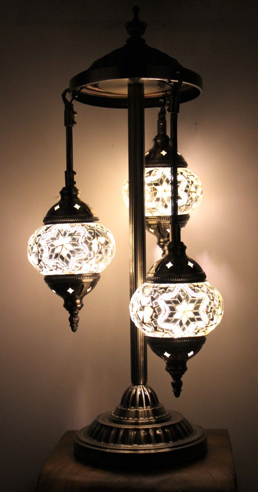 Turkish Mosaic Floor Lamp 3 globe White 10