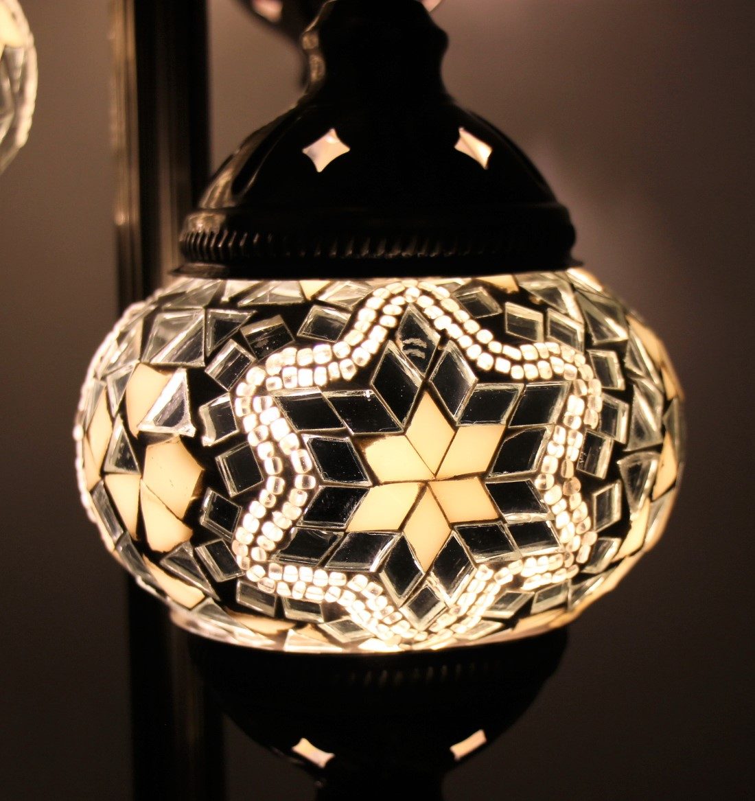 Turkish Mosaic Floor Lamp 3 globe White 30