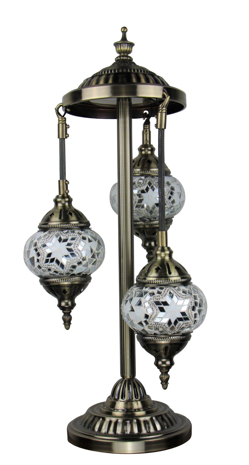 Turkish Mosaic Floor Lamp 3 globe White 40