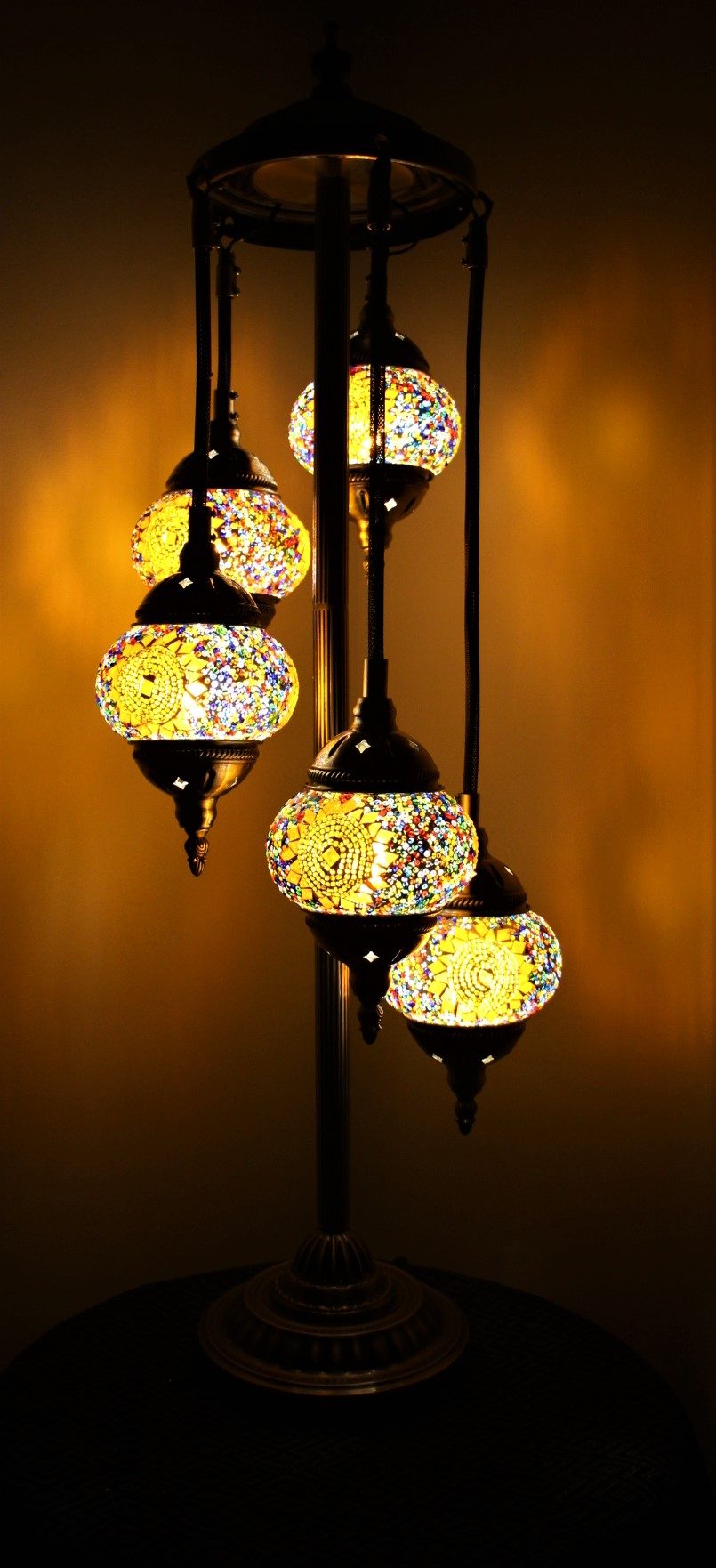 Turkish Mosaic Floor Lamp 5 globe Amber Star 5