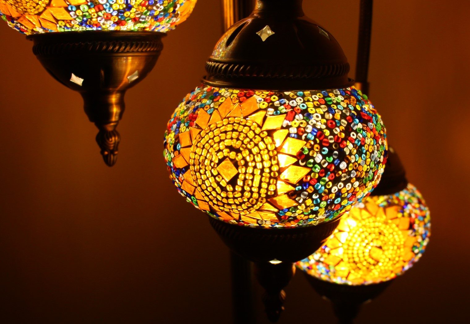 Turkish Mosaic Floor Lamp 5 globe Amber Star 6