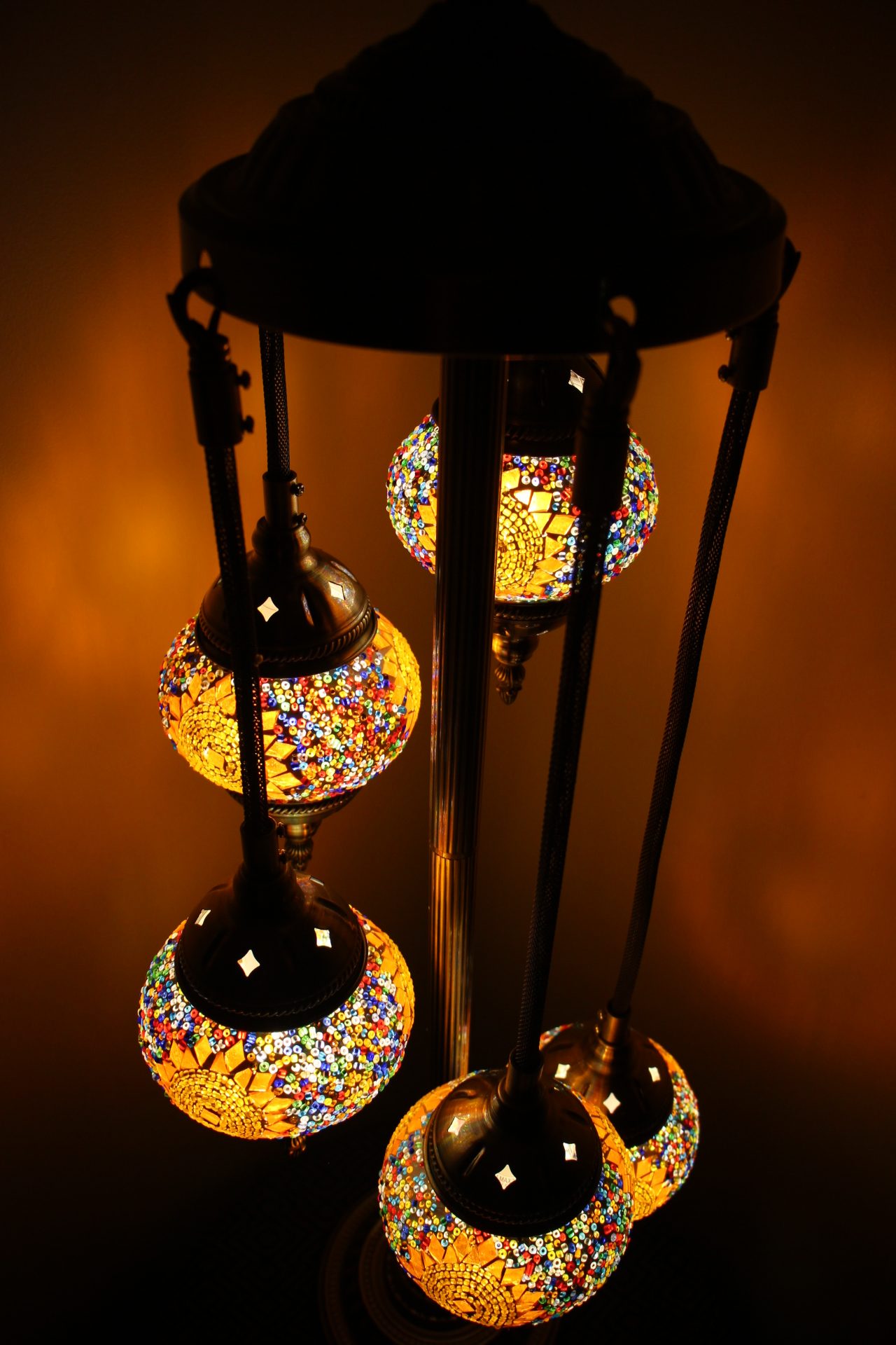 Turkish Mosaic Floor Lamp 5 globe Amber Star 7