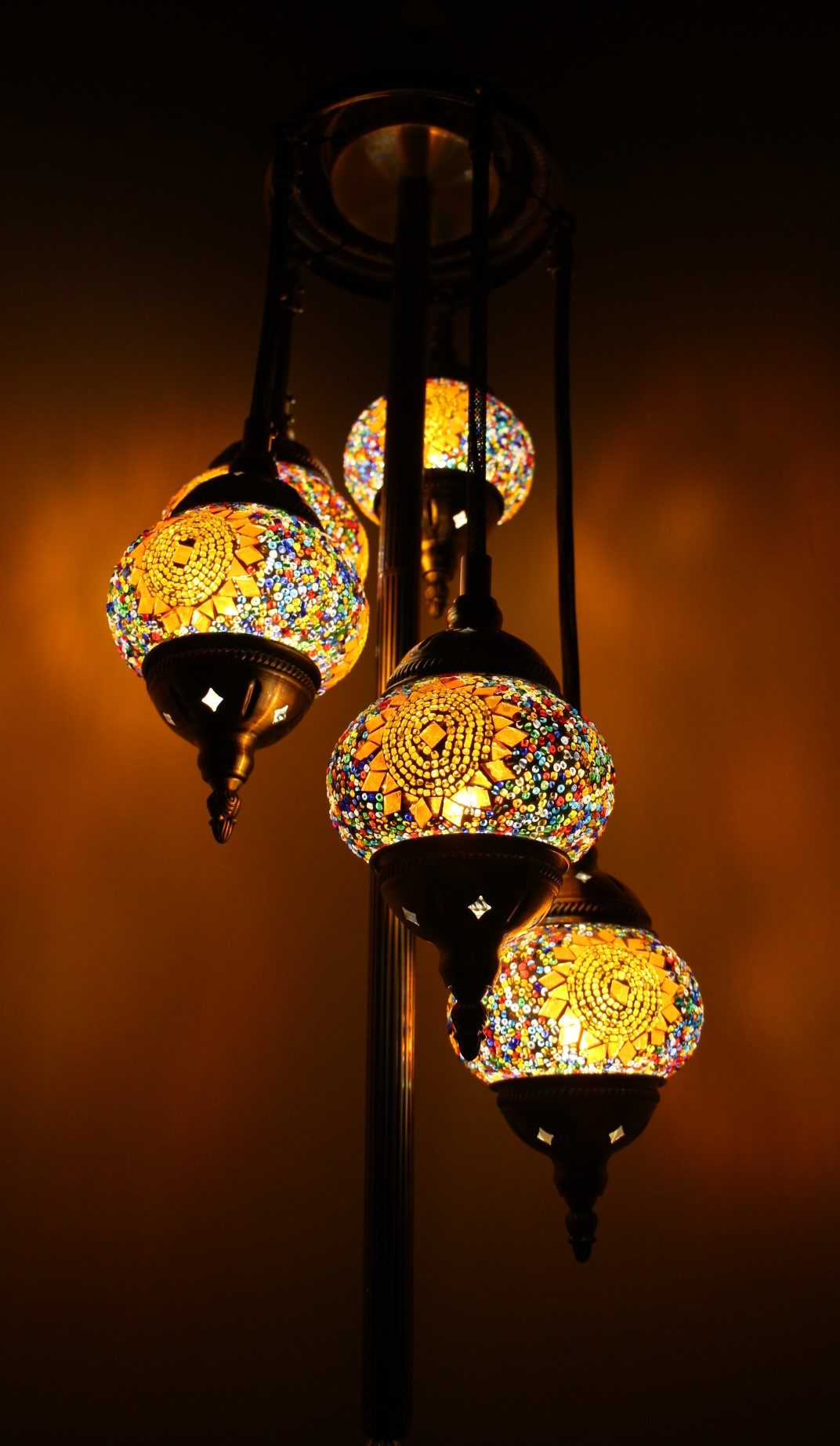 Turkish Mosaic Floor Lamp 5 globe Amber Star 8