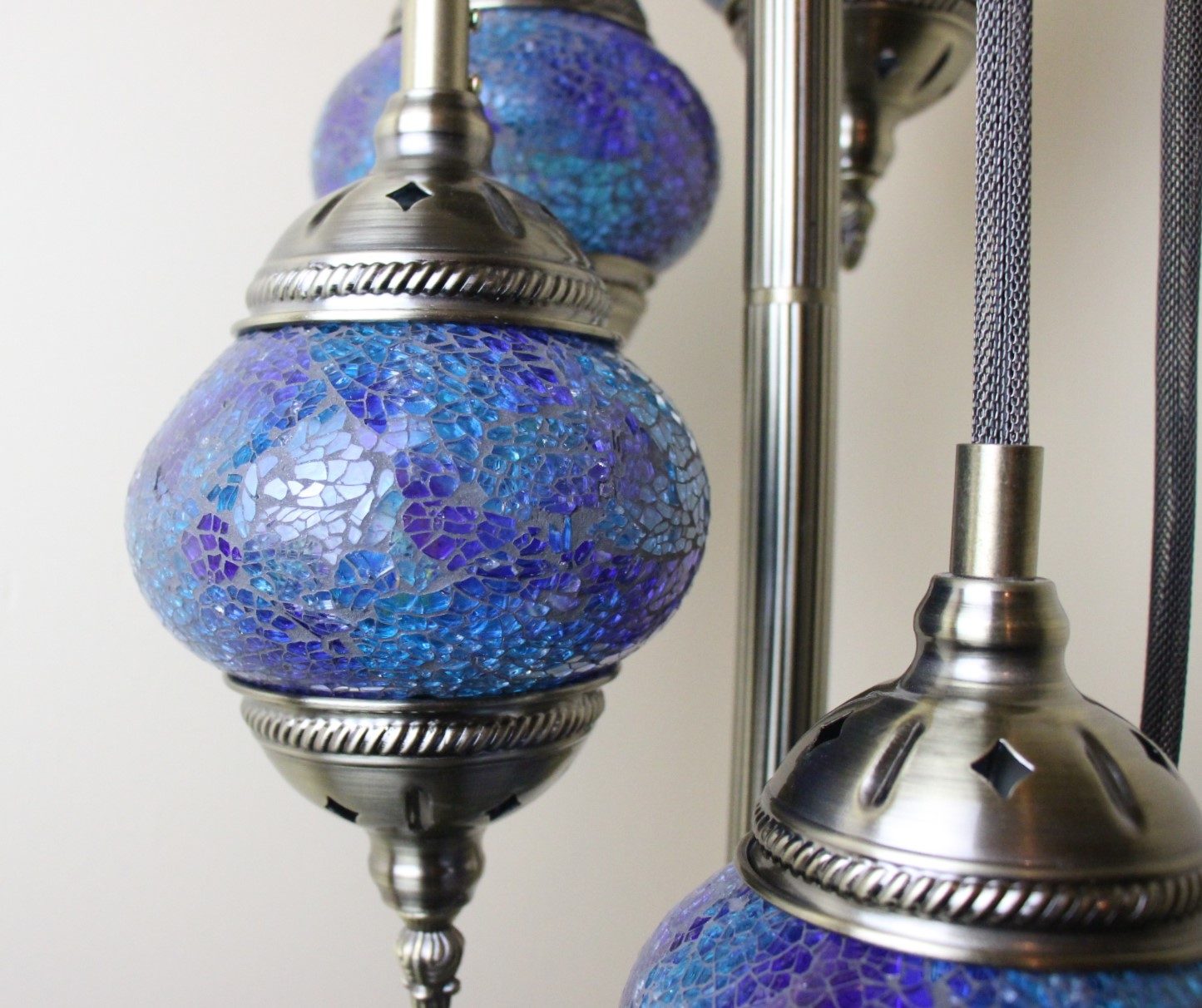Turkish Mosaic Floor Lamp 5 globe Cracked Teal 6