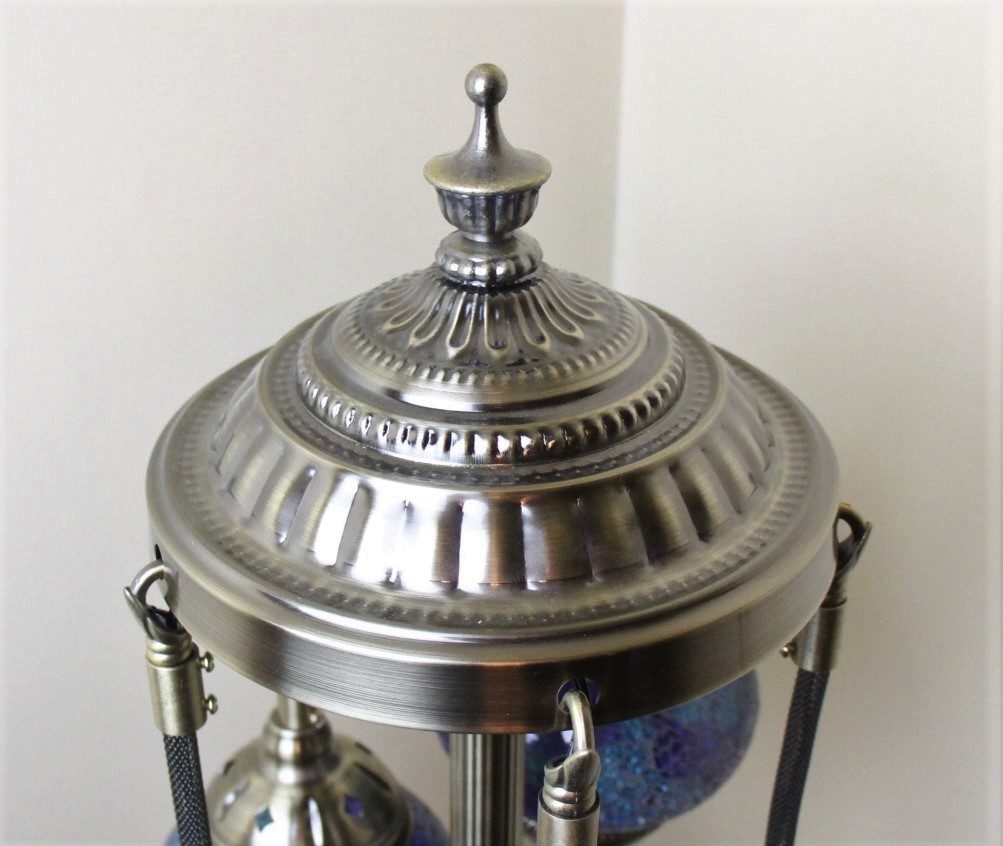 Turkish Mosaic Floor Lamp 5 globe Cracked Teal 7