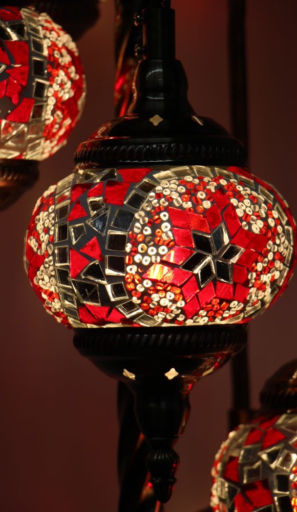 Turkish Mosaic Floor Lamp 5 globe Red 2 Turkish Mosaic Floor Lamp 5 globe Red
