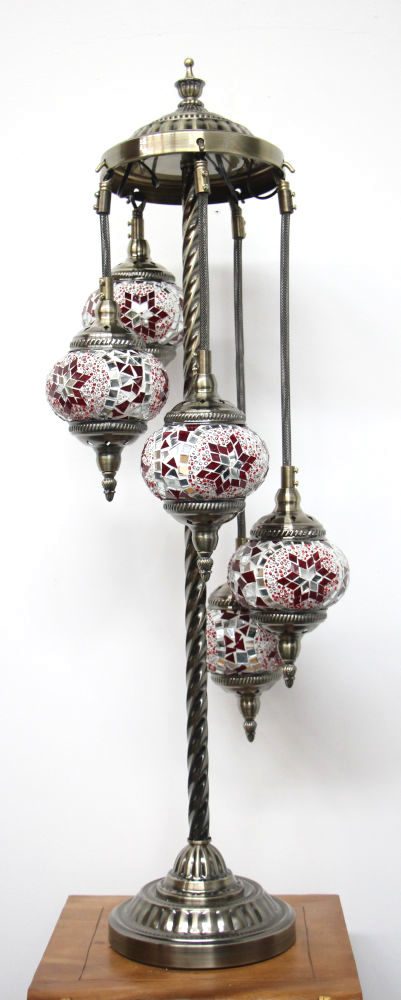 Turkish Mosaic Floor Lamp 5 globe Red 30 Turkish Mosaic Floor Lamp 5 globe Red