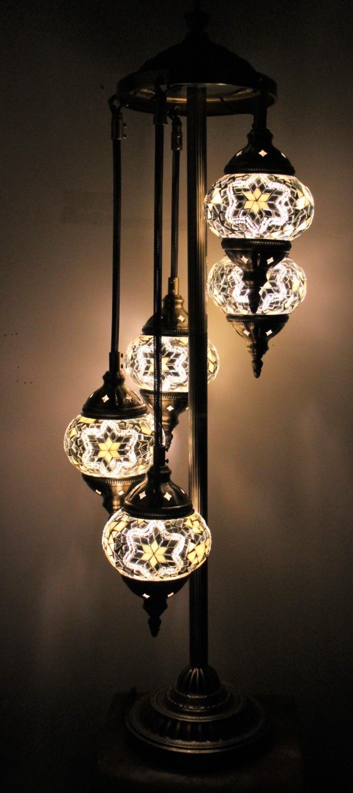 Turkish Mosaic Floor Lamp 5 globe White 10