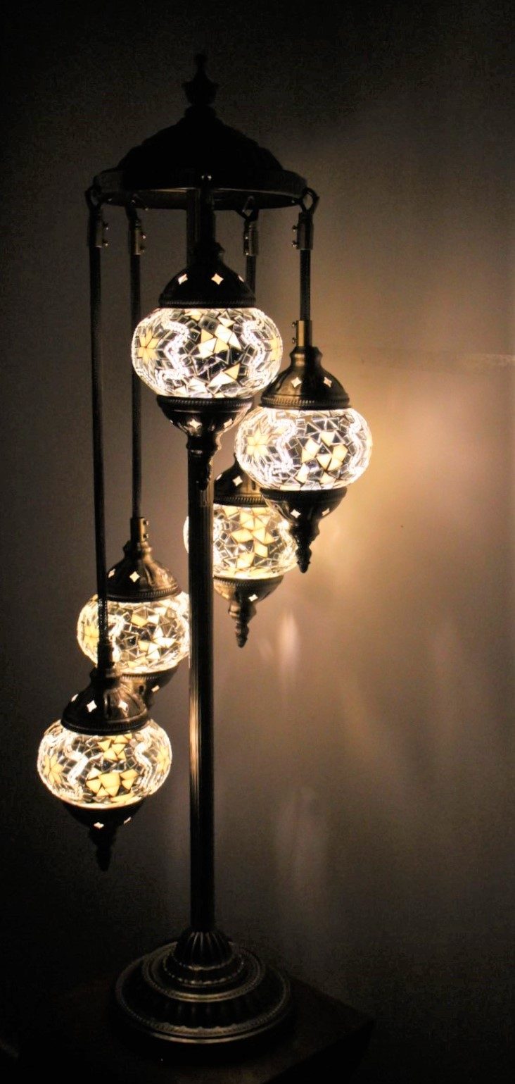 Turkish Mosaic Floor Lamp 5 globe White 20