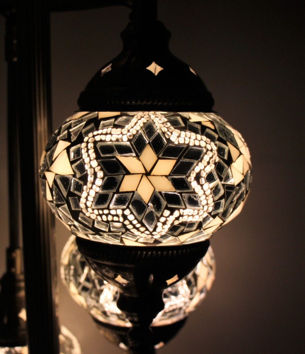 Turkish Mosaic Floor Lamp 5 globe White 30