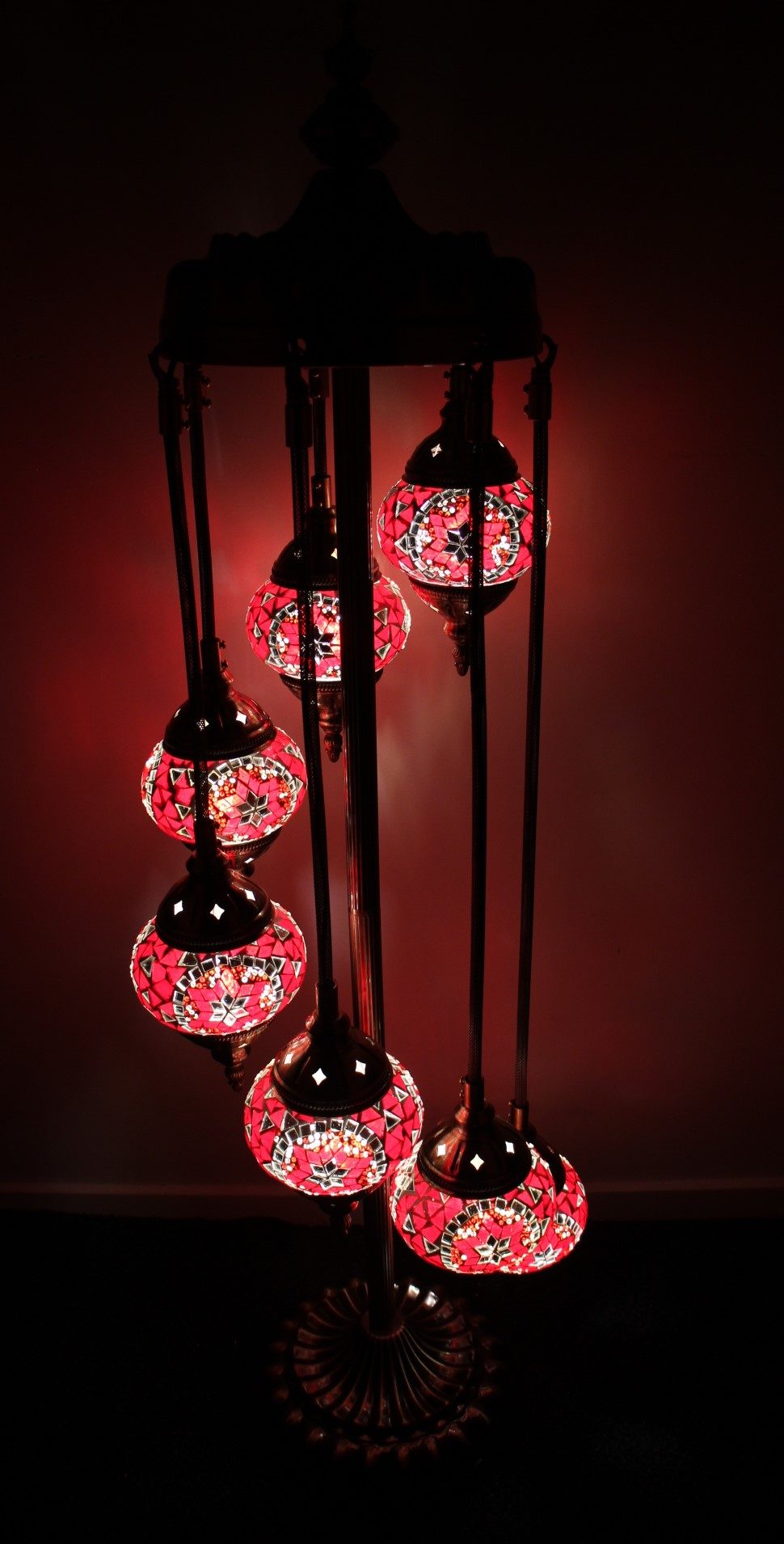 Turkish Mosaic Floor Lamp 7 globe Red 10