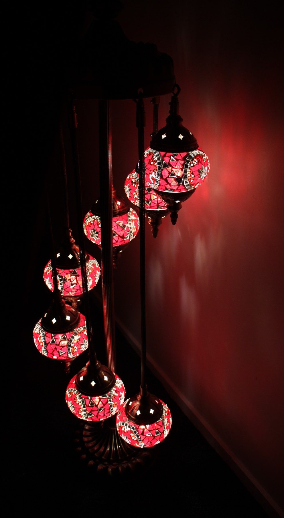 Turkish Mosaic Floor Lamp 7 globe Red 20