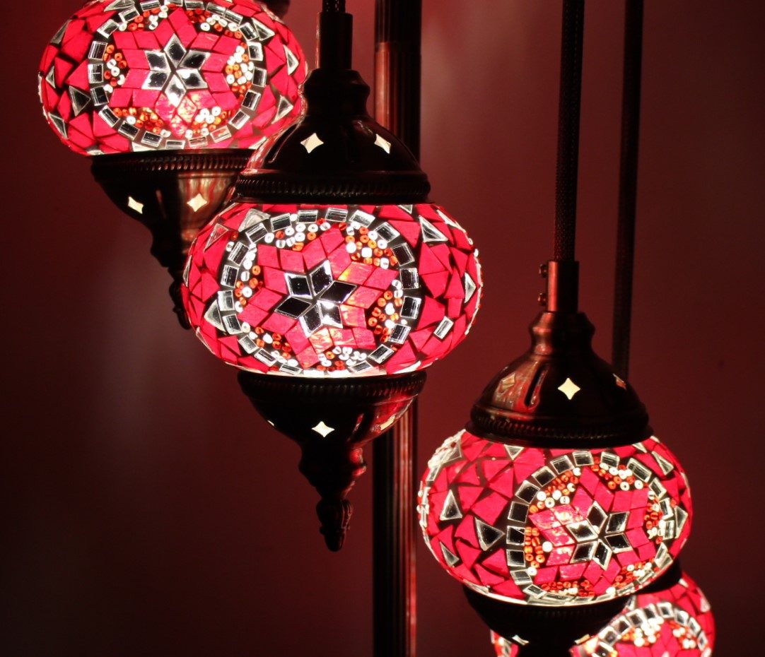 Turkish Mosaic Floor Lamp 7 globe Red 30