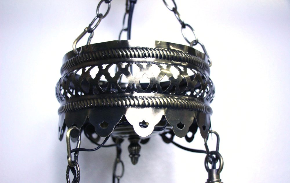 Turkish Mosaic Hanging Lamp 3 globe Yellow Gold 70