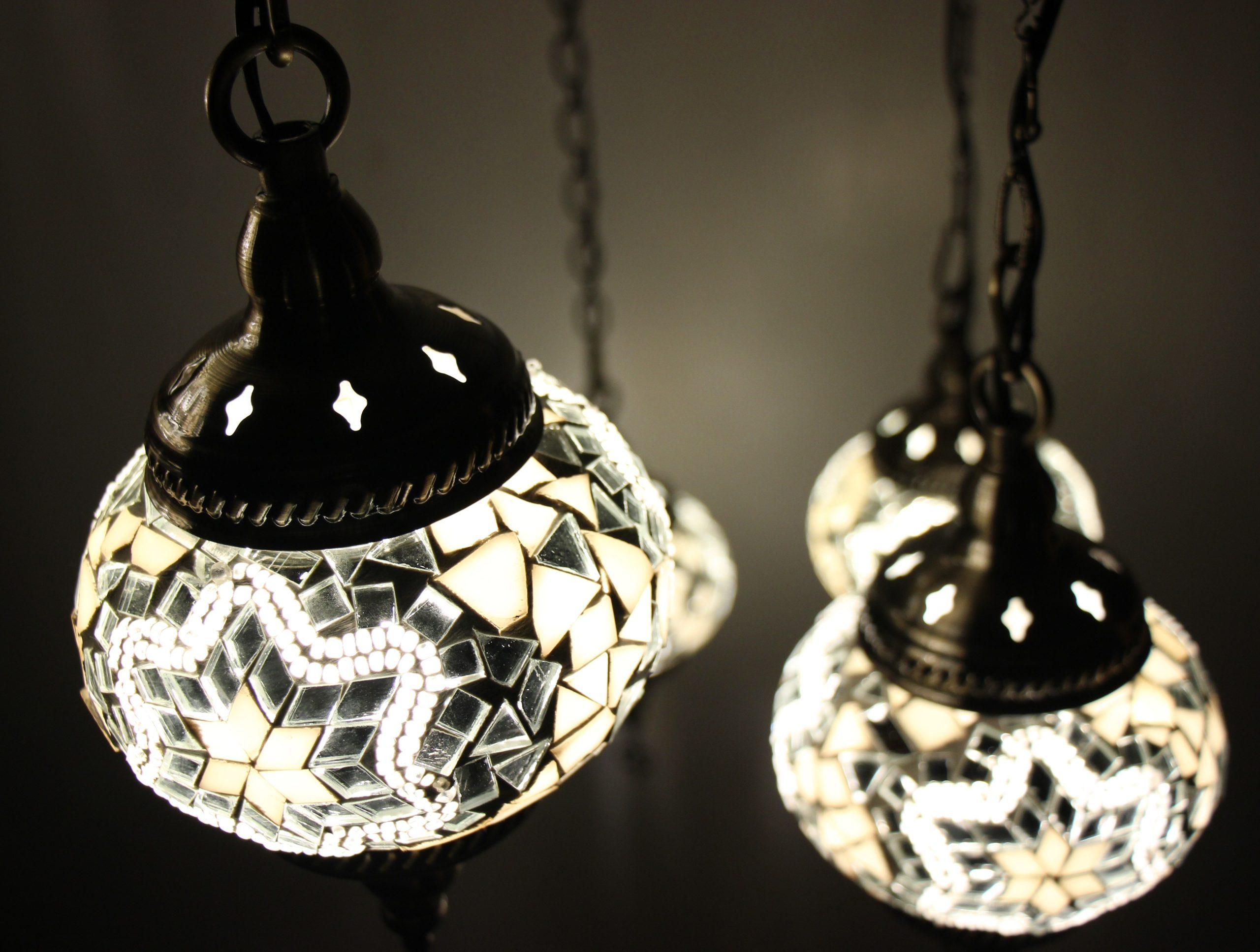 Turkish Mosaic Hanging Lamp 7 globe White 3