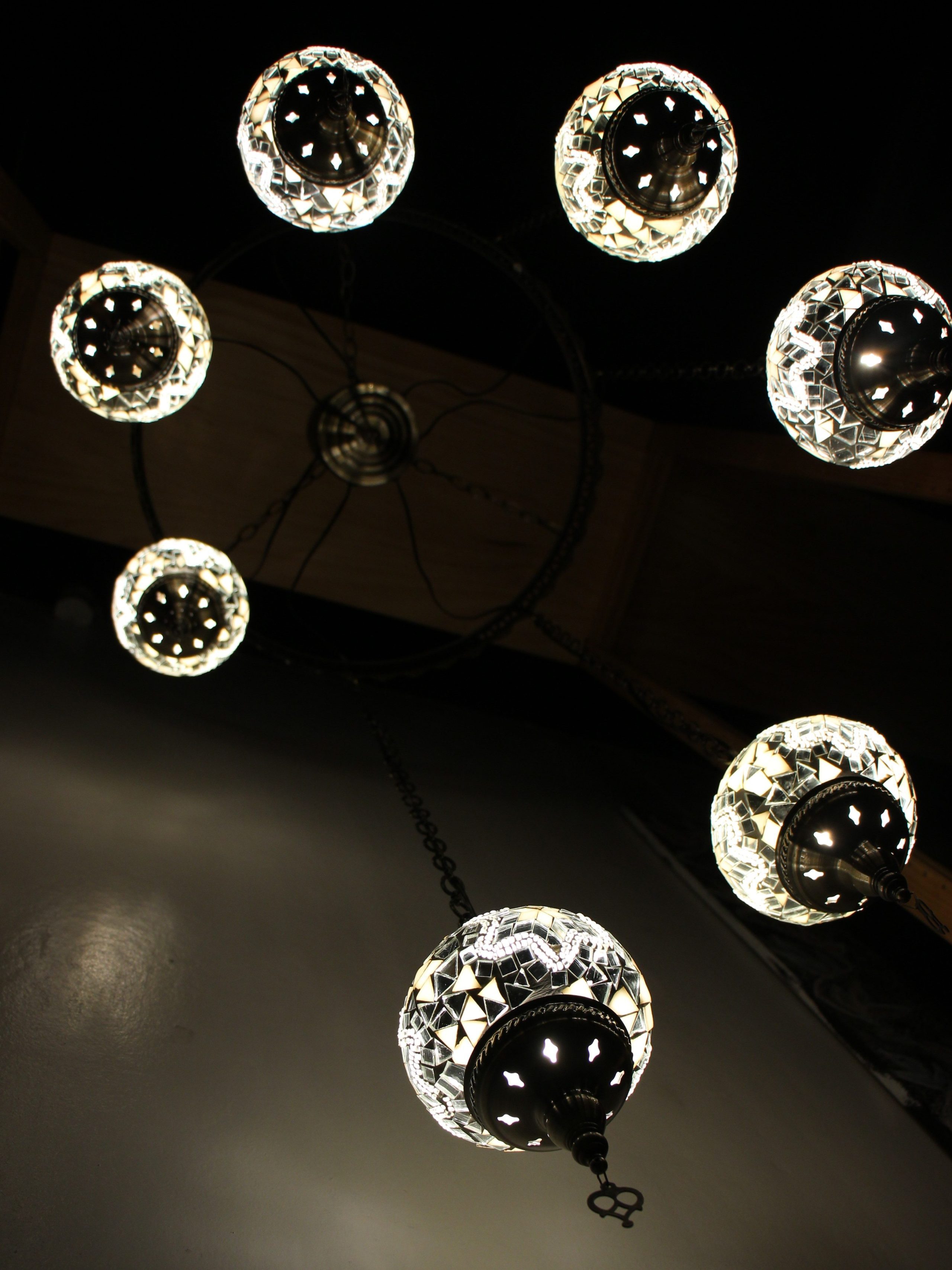 Turkish Mosaic Hanging Lamp 7 globe White 4