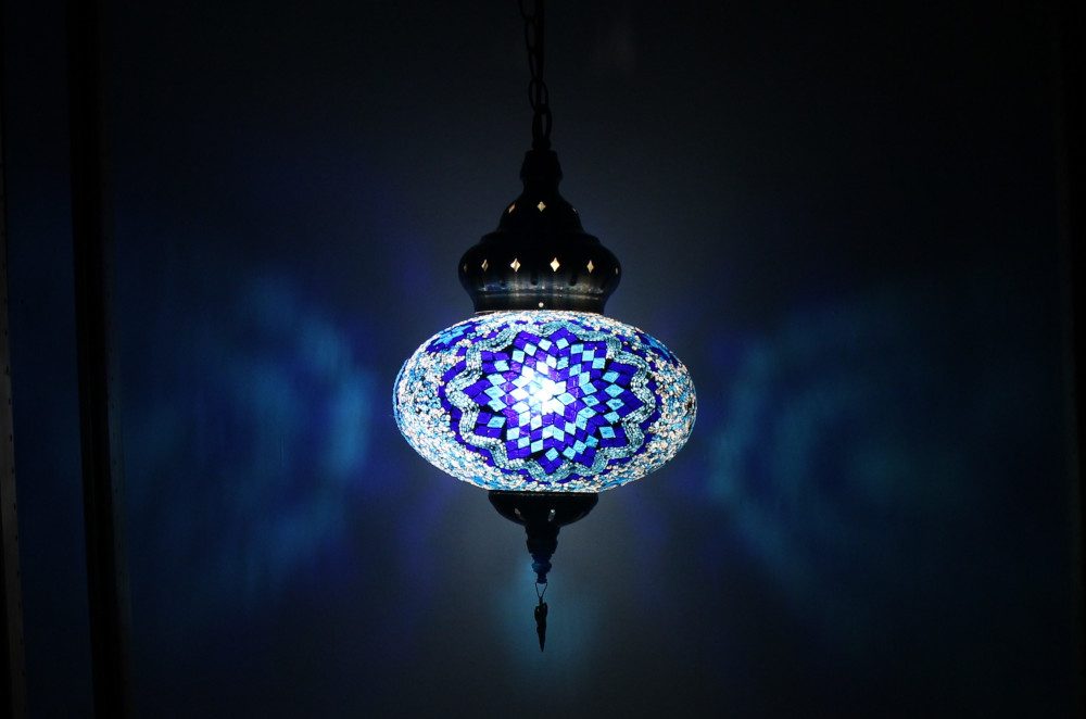 Turkish Mosaic Hanging Lamp Large Blue 1