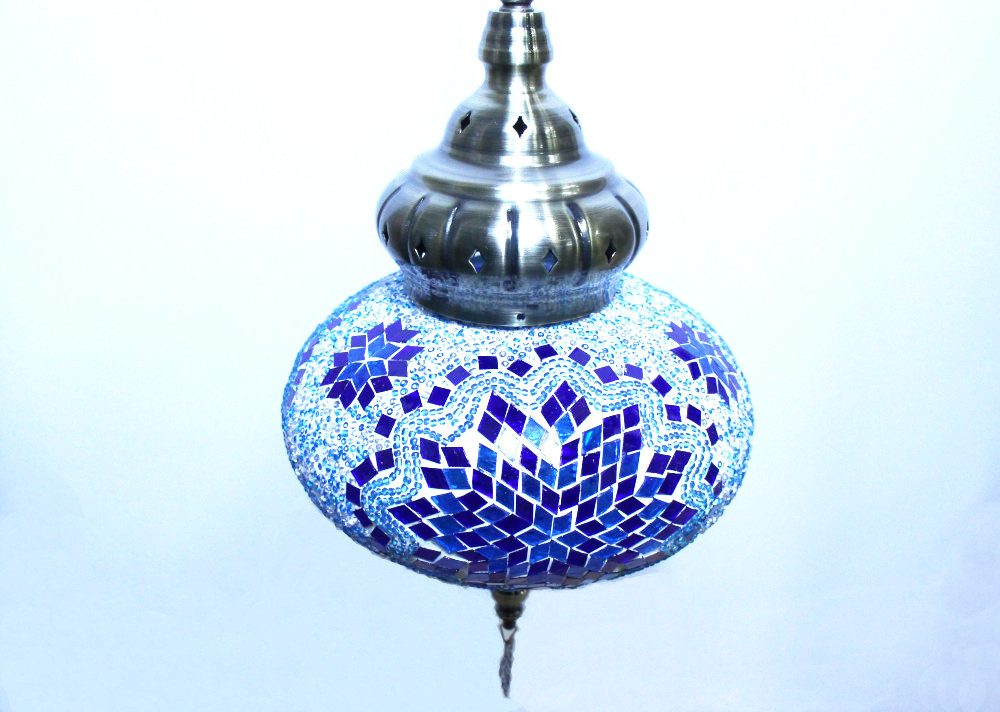 Turkish Mosaic Hanging Lamp Large Blue 40
