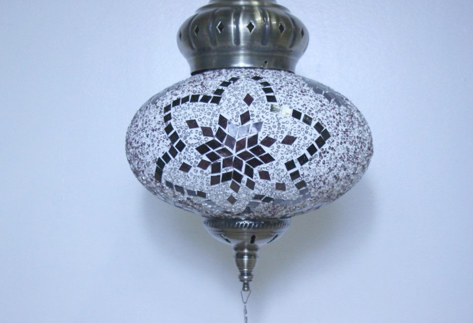Turkish Mosaic Hanging Lamp Large Brown 40