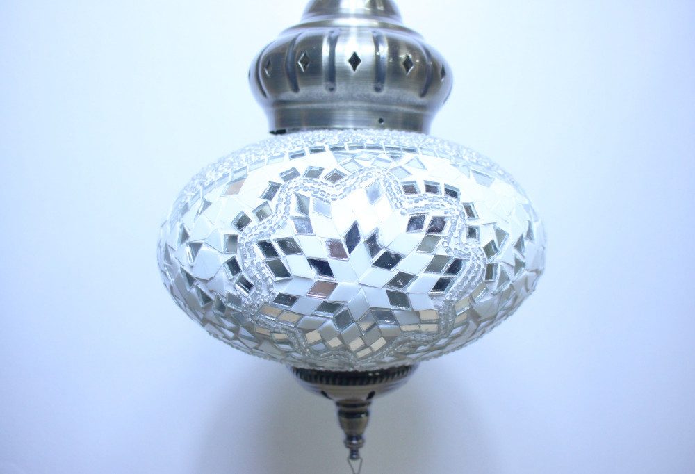 Turkish Mosaic Hanging Lamp Large White 40