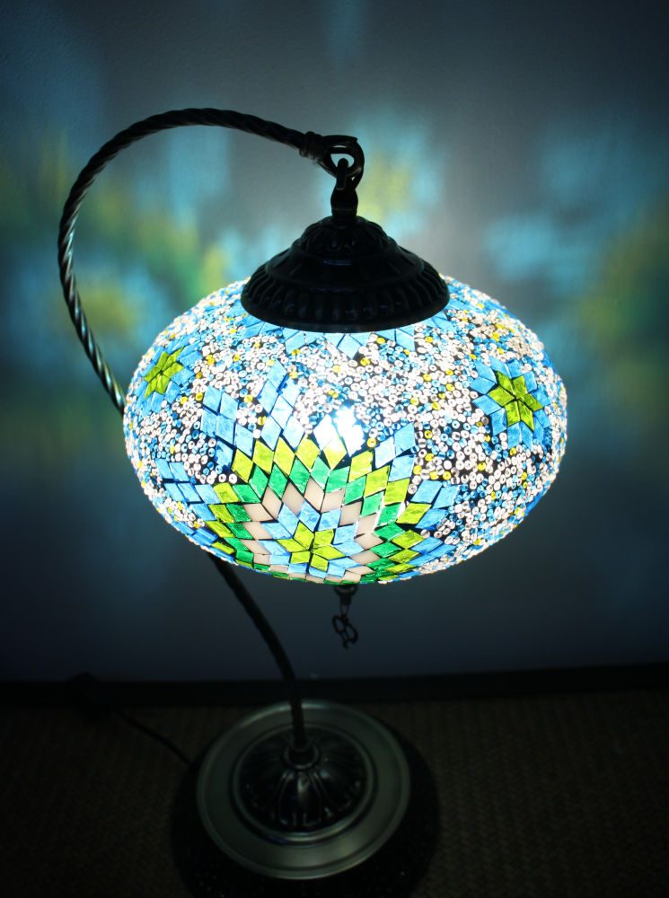 Turkish Mosaic Swan Table Lamp Large Green Blue 2 Turkish Mosaic Swan Table Lamp Large Green Blue