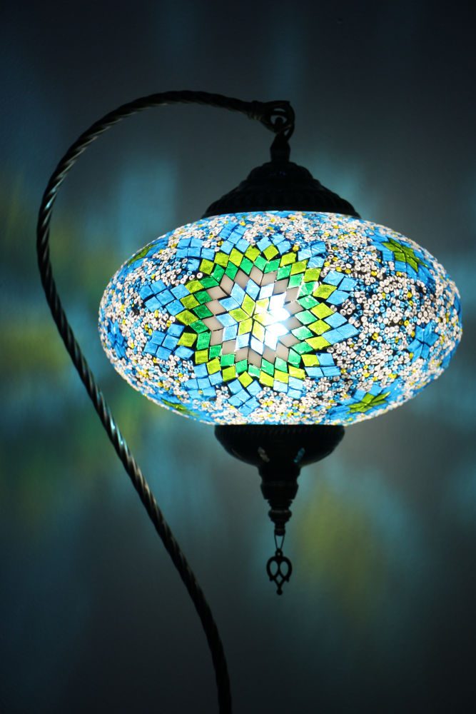 Turkish Mosaic Swan Table Lamp Large Green Blue 3 Turkish Mosaic Swan Table Lamp Large Green Blue