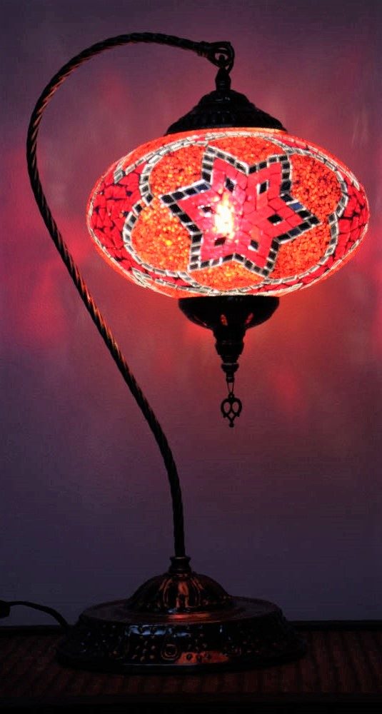 Turkish Mosaic Swan Table Lamp Large Red 1