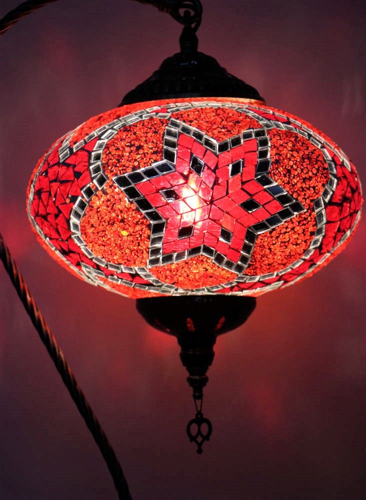 Turkish Mosaic Swan Table Lamp Large Red 2
