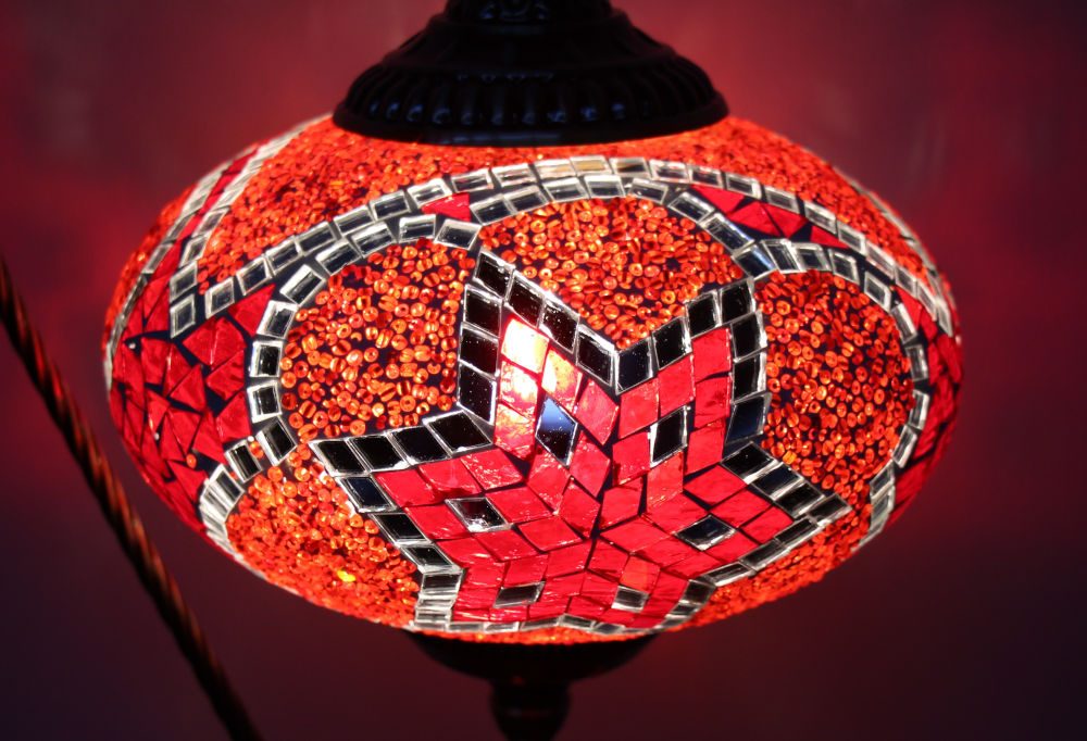 Turkish Mosaic Swan Table Lamp Large Red 3