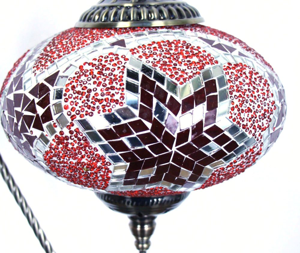 Turkish Mosaic Swan Table Lamp Large Red 4