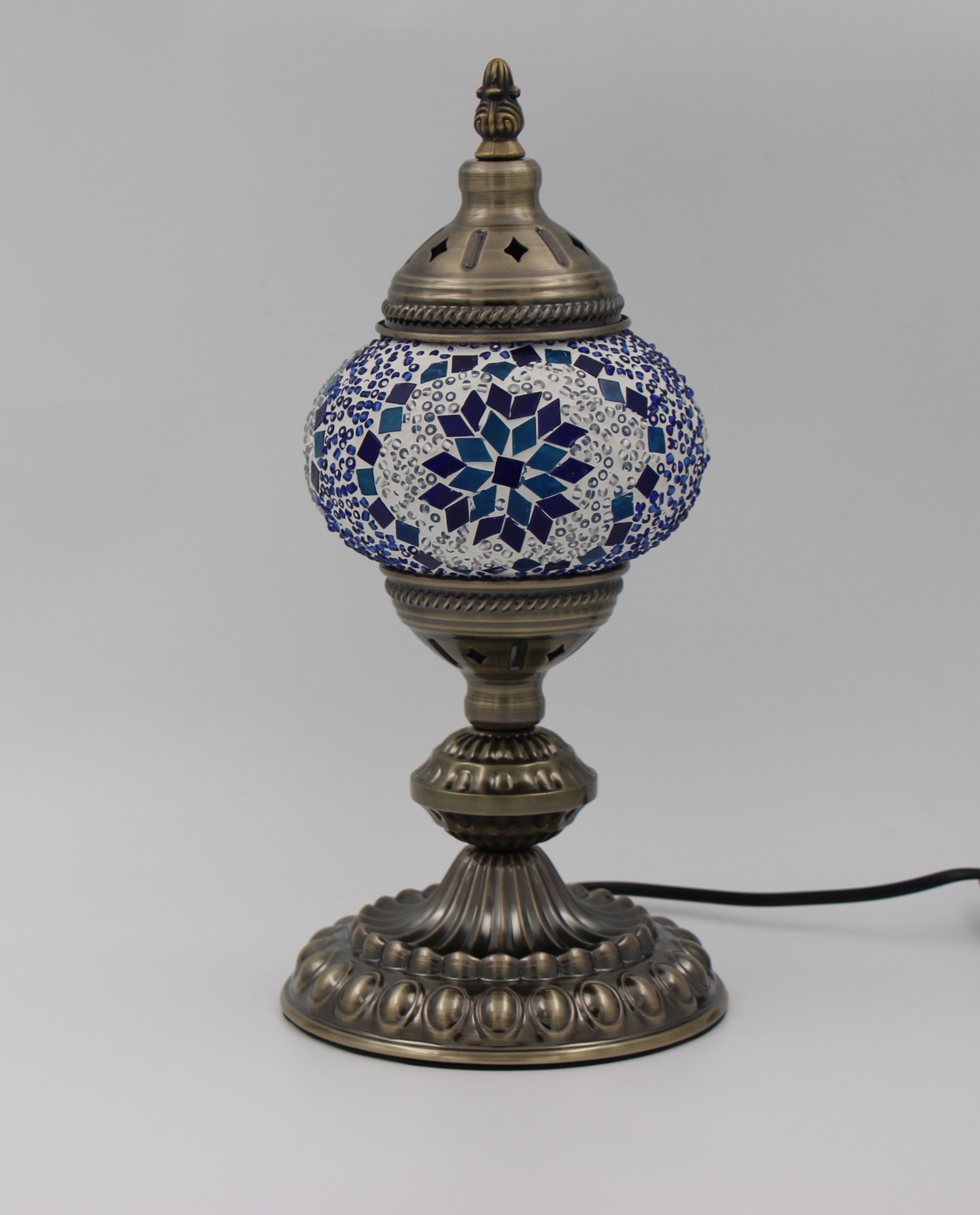Turkish Mosaic Table Lamp Blue With Large Elegant Base 2