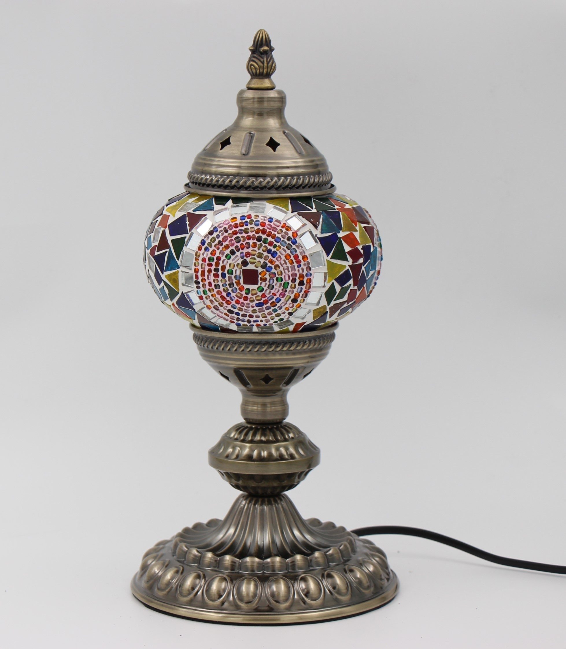 Turkish Mosaic Table Lamp Earth Ball With Large Elegant Base (1)