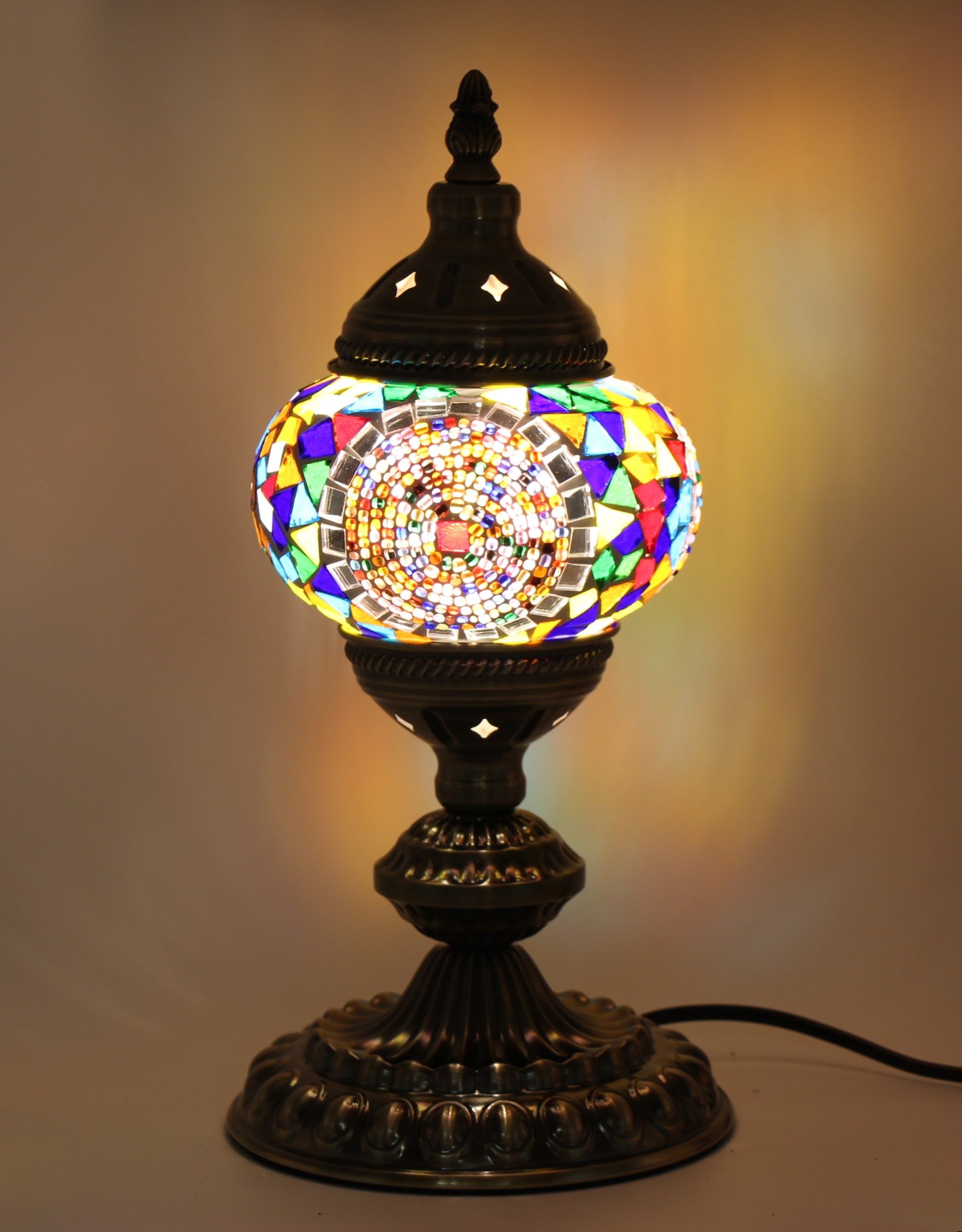Turkish Mosaic Table Lamp Earth Ball With Large Elegant Base (2)