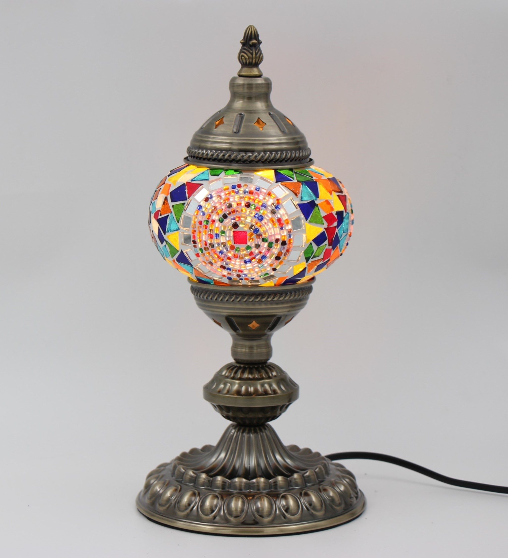 Turkish Mosaic Table Lamp Earth Ball With Large Elegant Base (3)
