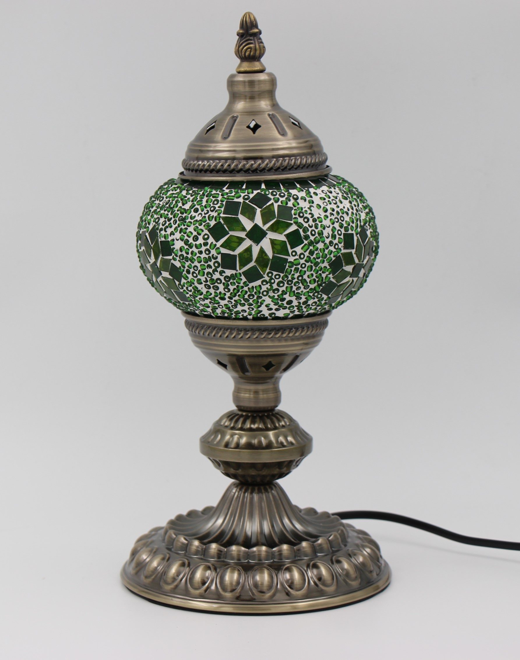 Turkish Mosaic Table Lamp Green With Large Elegant Base (1)