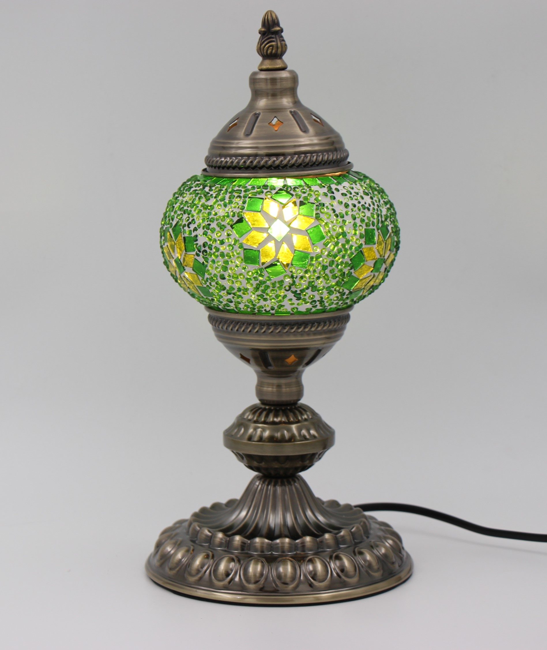 Turkish Mosaic Table Lamp Green With Large Elegant Base (2)