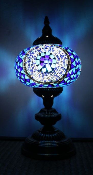Turkish Mosaic Table Lamp Large Blue 1