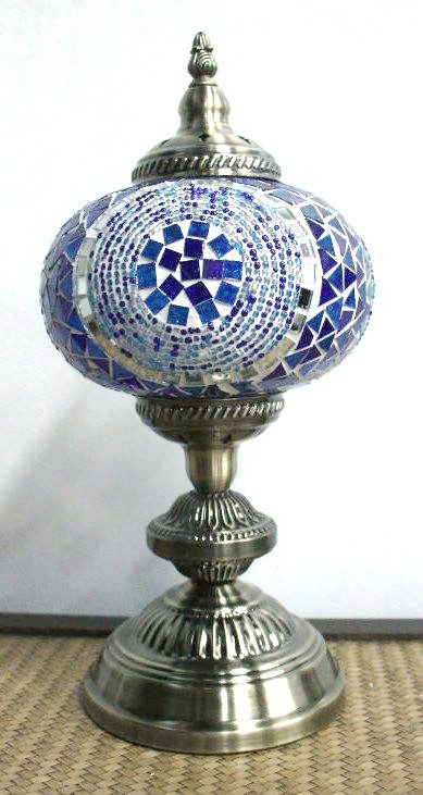 Turkish Mosaic Table Lamp Large Blue 30