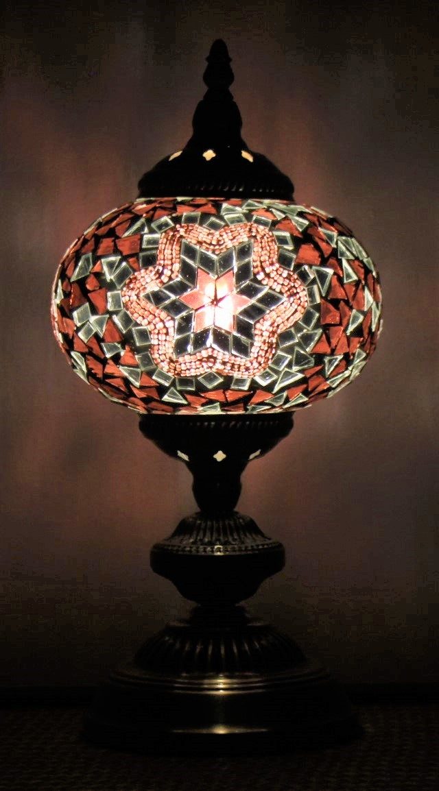 Turkish Mosaic Table Lamp Large Brown 1