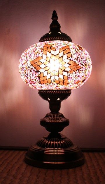 Turkish Mosaic Table Lamp Large Purple 1