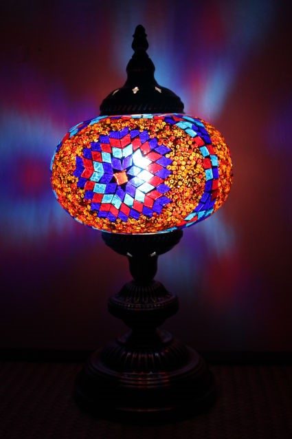 Turkish Mosaic Table Lamp Large Purple Red 1 Turkish Mosaic Table Lamp Large Purple Red