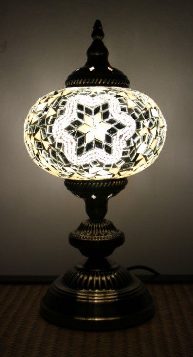 Turkish Mosaic Table Lamp Large White 1 Turkish Mosaic Table Lamp Large White